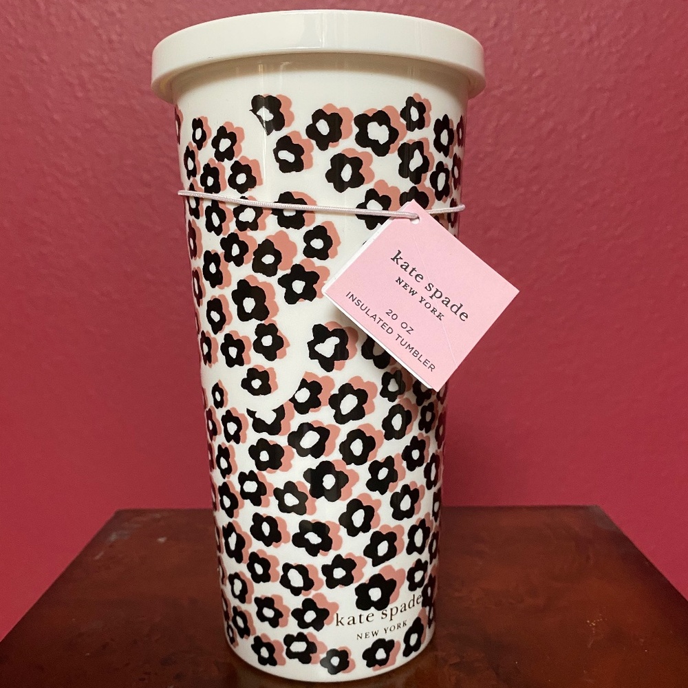 Kate Spade New Insulated Tumbler With Lid and Reusable Straw, 20 Ounce NWT